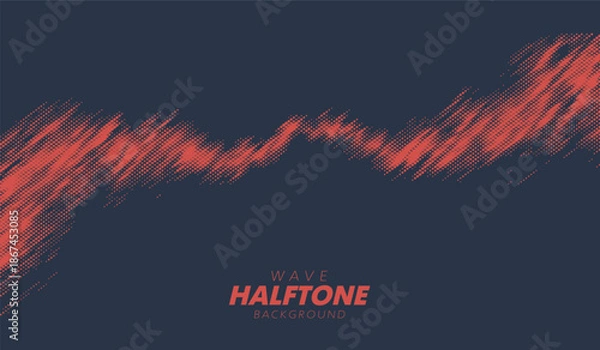 Obraz Abstract vector torn halftone fluid wave. Scratched dotted pop art wavy dynamic texture.