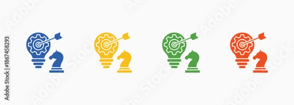 Obraz Strategy Icon Set Color Multiple Style Collection