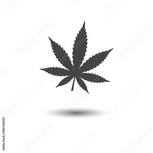 Obraz Cannabis Leaf Silhouette with Subtle Shadow