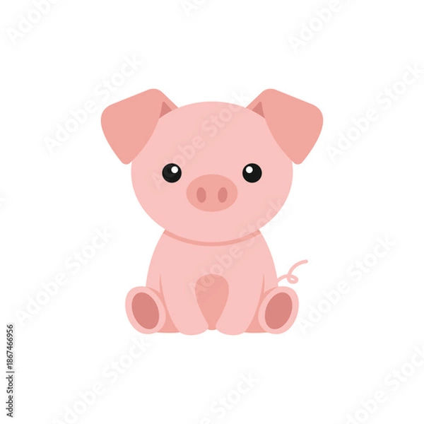Obraz pig cute cartoon vector design concept flat style