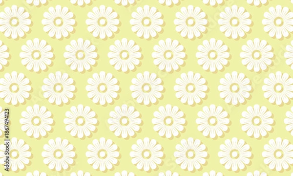 Fototapeta 立体的な黄色いカモミール風の幾何学的な花模様