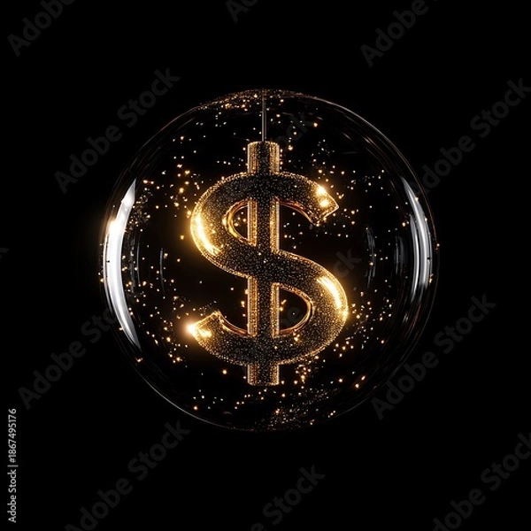 Obraz Glowing dollar sign inside bubble high resolution image