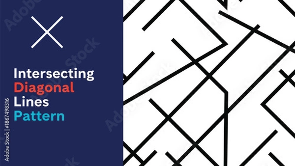 Fototapeta Black outline intersecting diagonal line seamless pattern