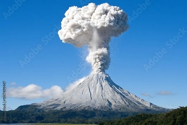 Obraz Erupting volcano spewing ash cloud sky high resolution image