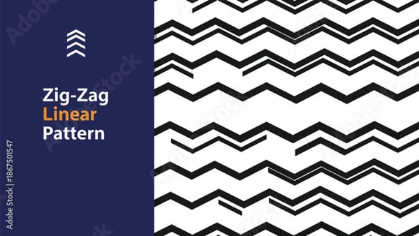 Fototapeta Black outline zig zag linear seamless pattern