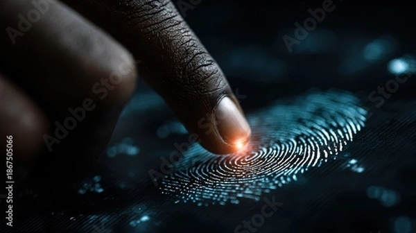 Obraz Close Up Dark Fingerprint Scanning Biometric Authentication Security Concept Image