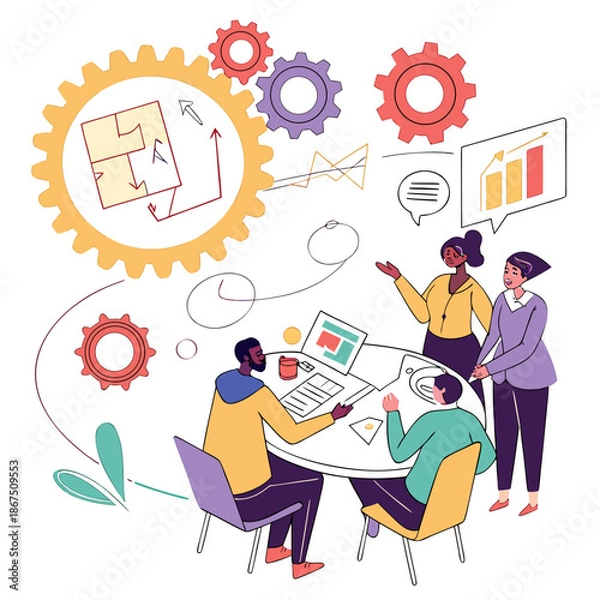 Fototapeta Team collaboration on data analysis