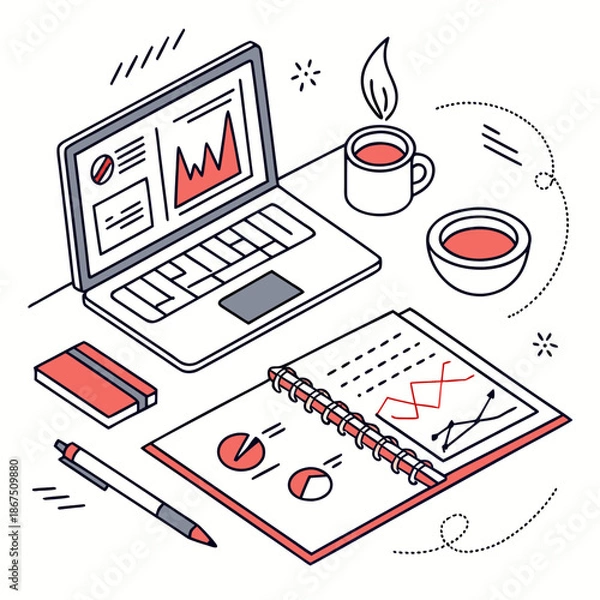 Fototapeta Work and data analysis