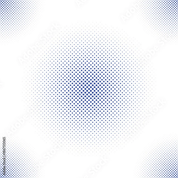 Fototapeta Blue halftone pattern on white background