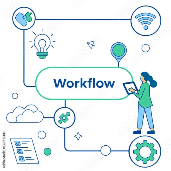 Fototapeta Workflow concept illustration