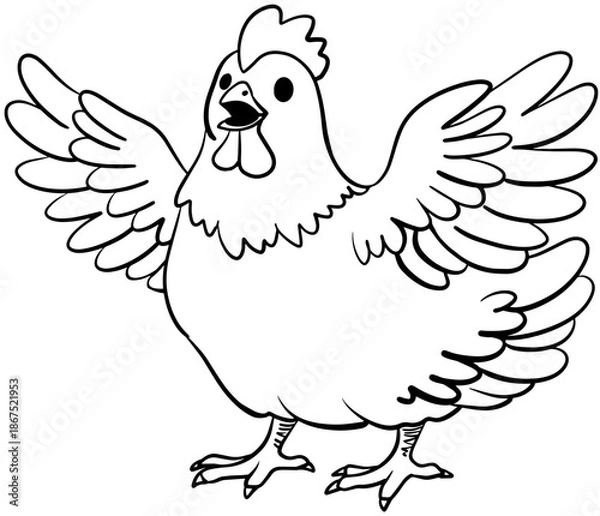 Obraz 날개펼친 닭 라인그림
