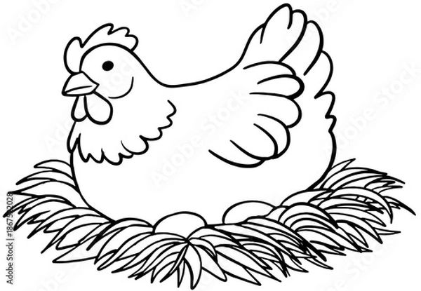 Obraz 알품은 닭 라인그림