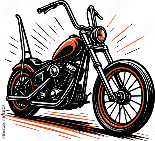 Obraz Custom Chopper Motorcycle Orange Biker Vector Art