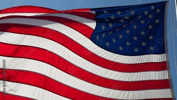 Obraz American Flag Waving in the Wind.