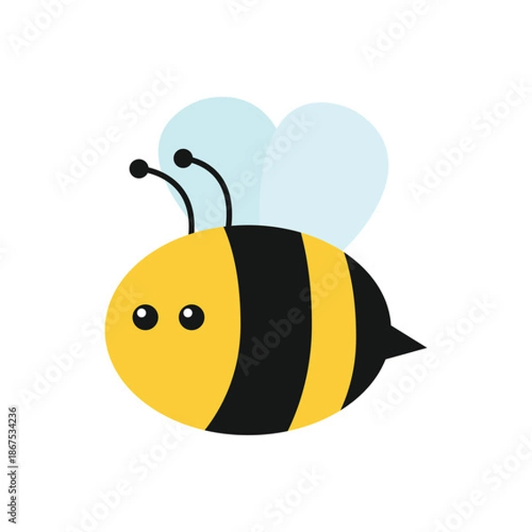 Obraz cute flat cartoon bee vector design template