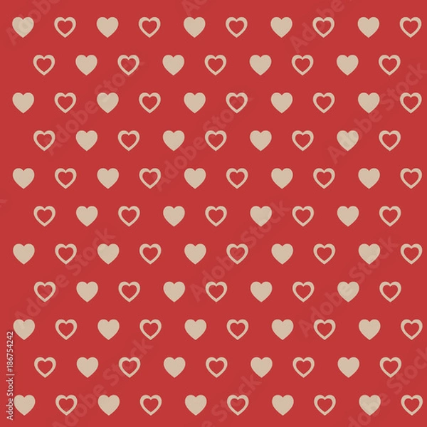 Fototapeta recurrent heart shape drawing vector on white background