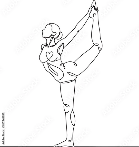 Obraz Abstract human body posture, continuous line art style