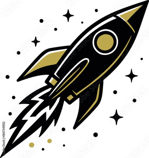 Obraz Rocket Vector Space Ship Launch Startup Logo Art