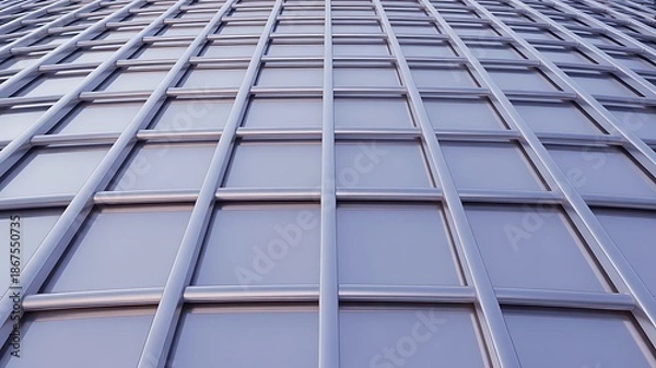 Obraz Abstract geometric pattern of a modern metallic grid facade with repeating elements
