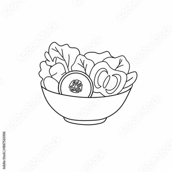 Obraz Mixed vegetable salad bowl vector