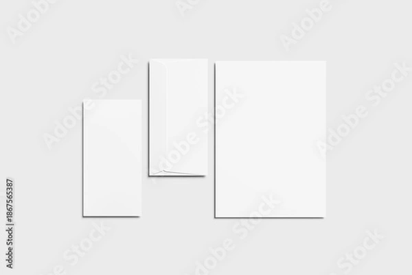 Obraz Blank envelope wit A4 paper for  mockup - 3D Rendering