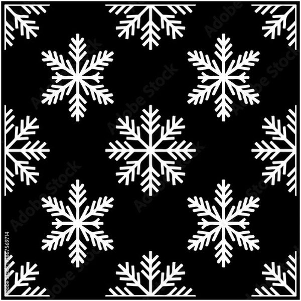 Obraz Bold Stamp Snowflakes Pattern.