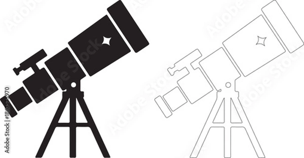 Obraz Telescope and astronomical instrument vector illustrations