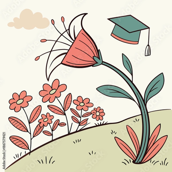 Obraz Graduation flower illustration