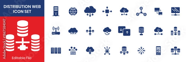 Obraz Distribution Web Icon Set Solid Fill