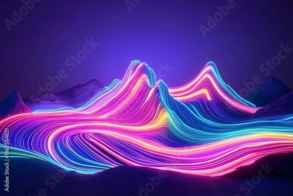 Obraz Vibrant neon waves dancing in the dark