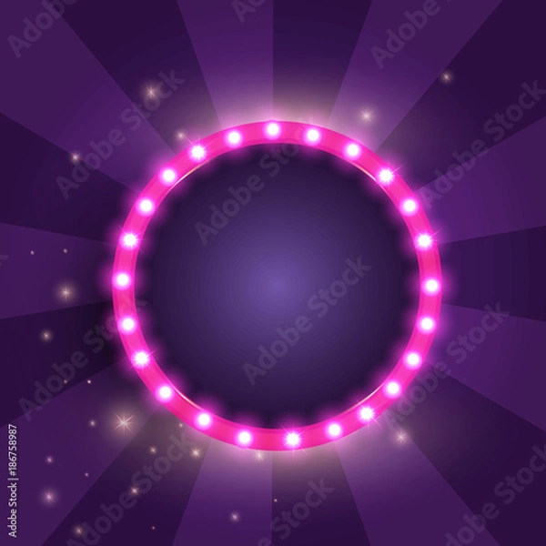 Fototapeta Retro Frame with lights. Vector illustration.