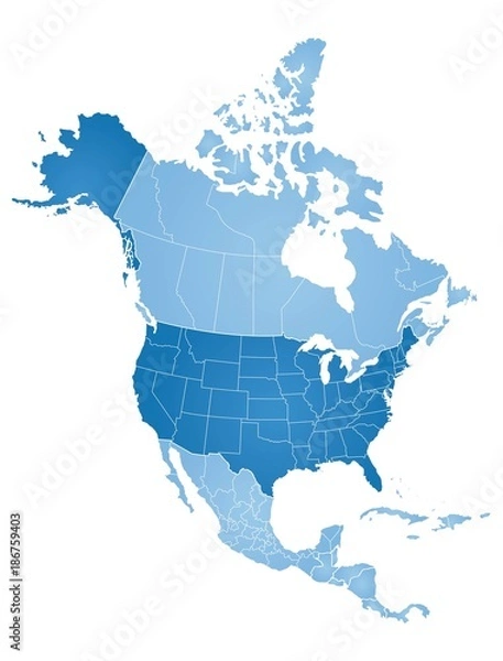 Fototapeta Mapa Ameryki Północnej