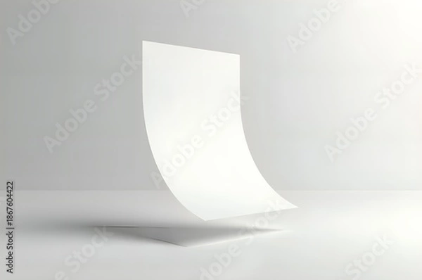 Obraz Floating Paper Sheet on White Surface