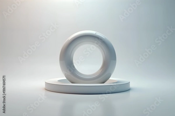 Obraz Abstract Ring Shape on a White Platform
