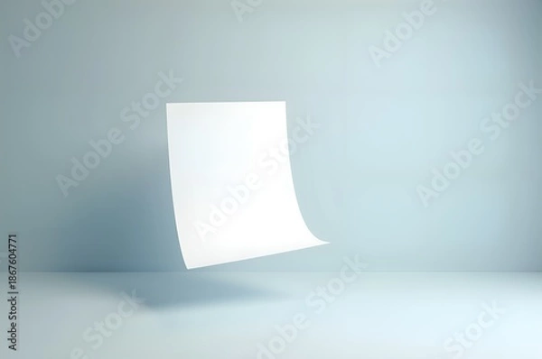 Obraz Floating Paper Sheet on Blue Gradient Background