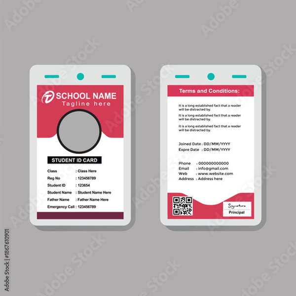 Obraz Student Card Template Academic Use
