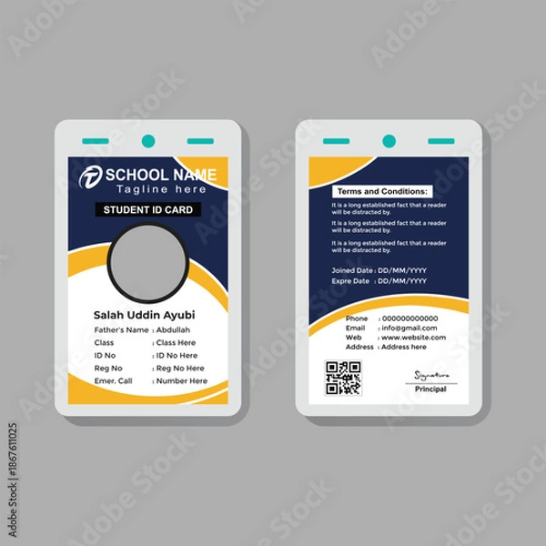 Obraz Student ID Card Template Modern