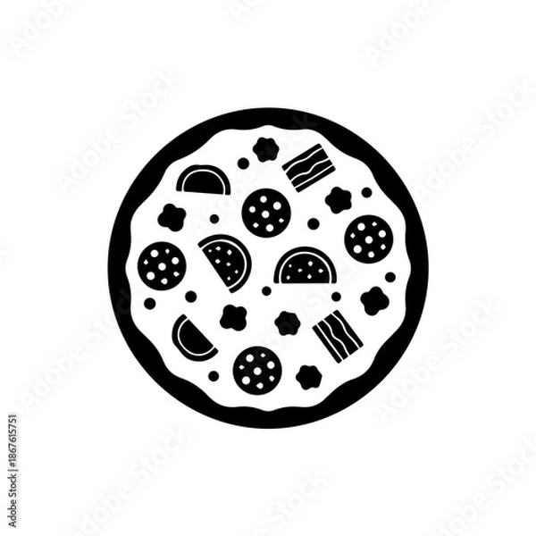 Obraz Black and white cookie pattern isolated on transparent background, Vector