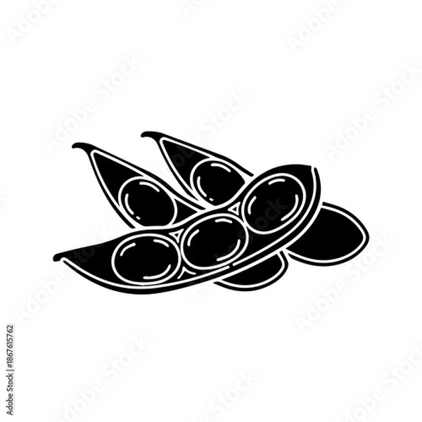Obraz Black and white leaf design isolated on transparent background, Vector