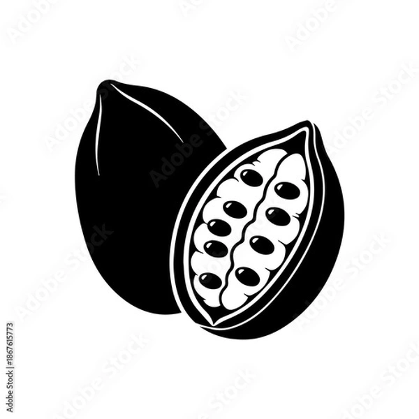 Obraz Nut inside shell isolated on transparent background, Vector