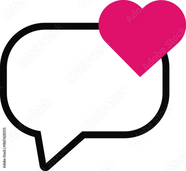 Obraz Speech bubble with pink heart icon chat bubble message icon