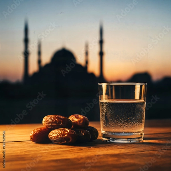 Obraz Ramadan Lantern decoration background 3d rendering .