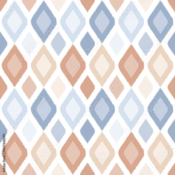 Obraz Argyle Diamond Seamless Pattern. Earth Tones Grunge Texture, Abstract Brush Strokes Vector Background