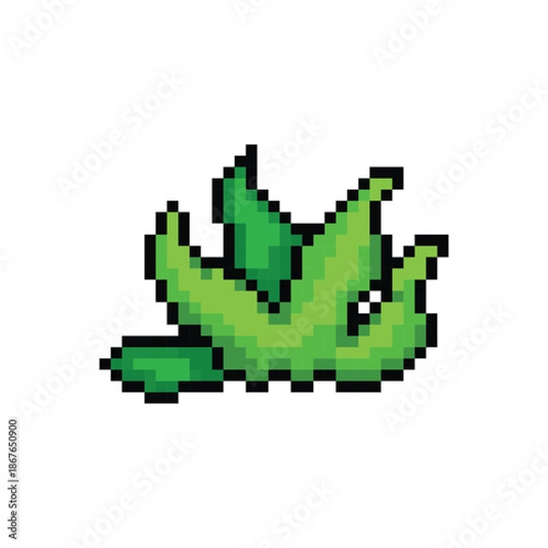 Obraz Pixel art green grass game object design