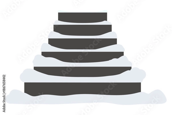 Obraz 冬の雪が積もった階段のイラスト　ベクター