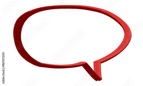 Obraz Red hand-drawn oval speech bubble isolated on transparent background.