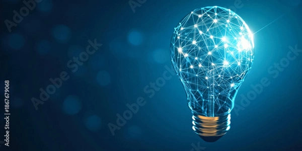 Obraz Glowing digital light bulb innovation technology concept