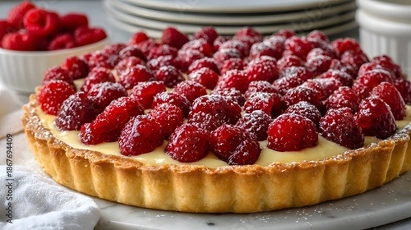Obraz raspberry cheesecake on a plate