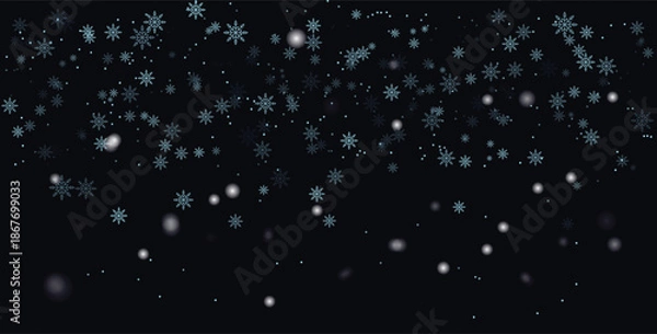 Obraz Vector heavy snowfall, snowflakes background.