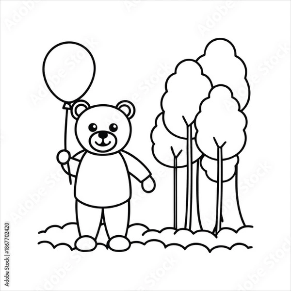 Fototapeta Teddy Bear Forest Scene Vector Art